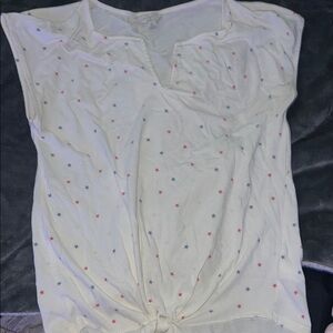 Lucky Brand White Star-Print Tie Hem Tank Top